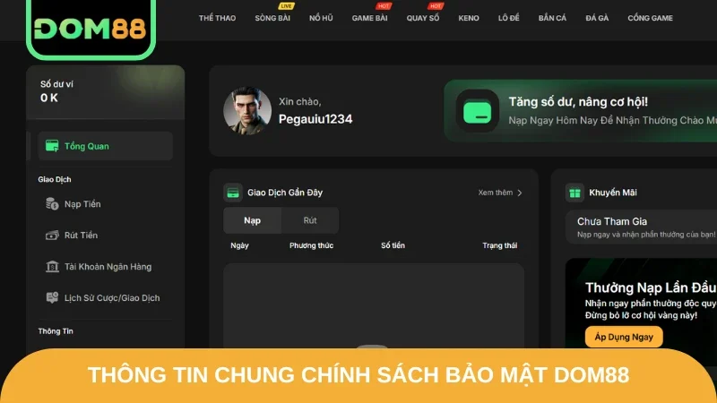 Thông tin chung chính sách bảo mật DOM88