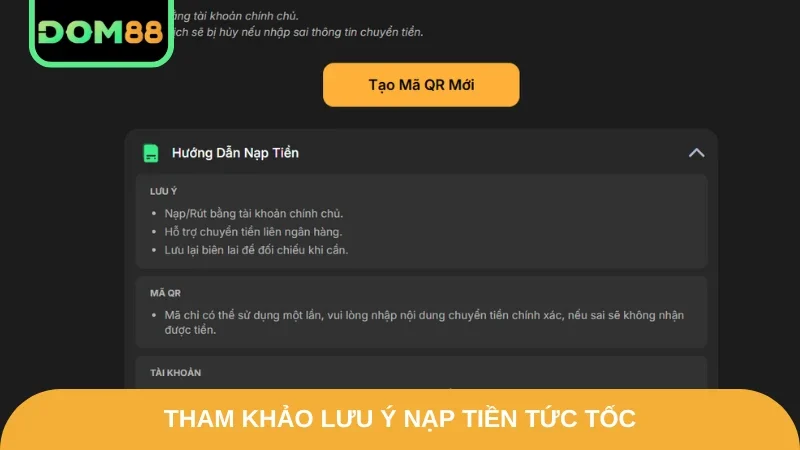 Tham khảo lưu ý nạp tiền tức tốc